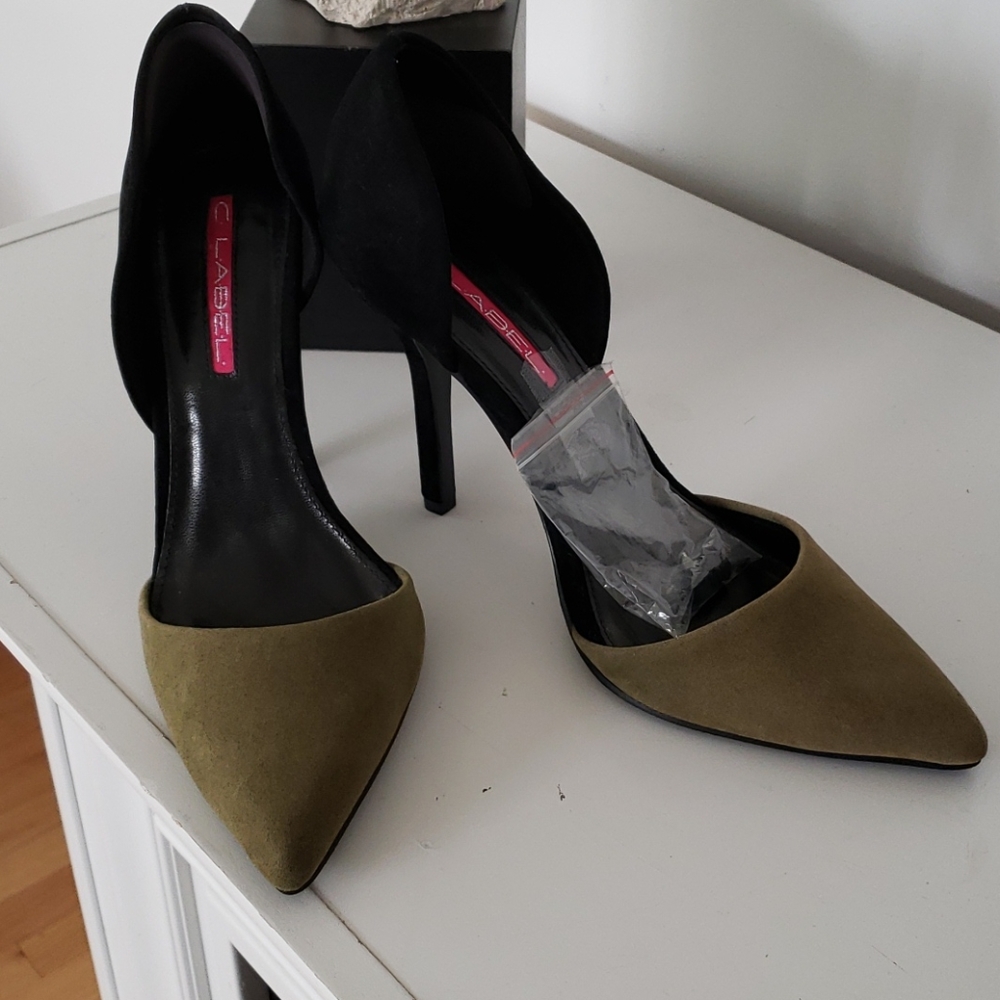 Faux suede pumps